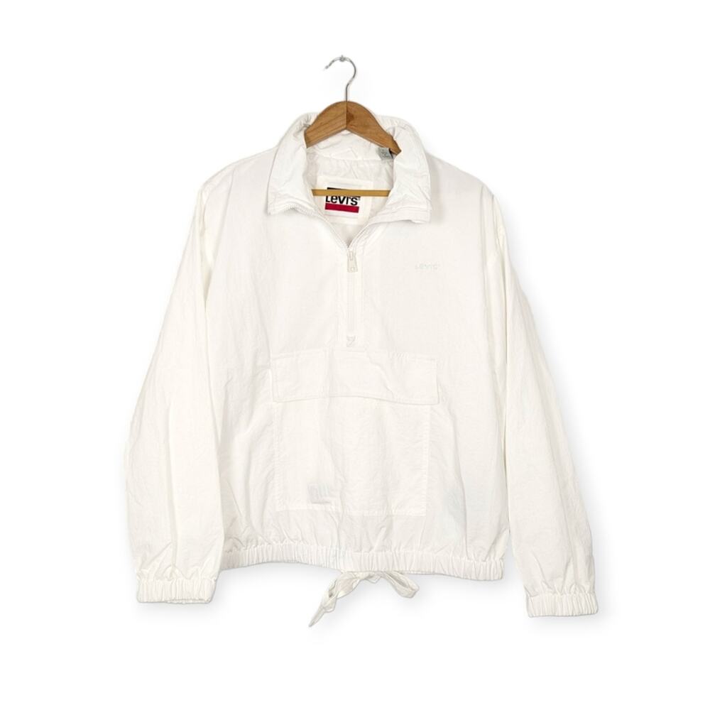 Levi's Taslan Windbreaker L White Pullover Jacket Lightweight Vintage
